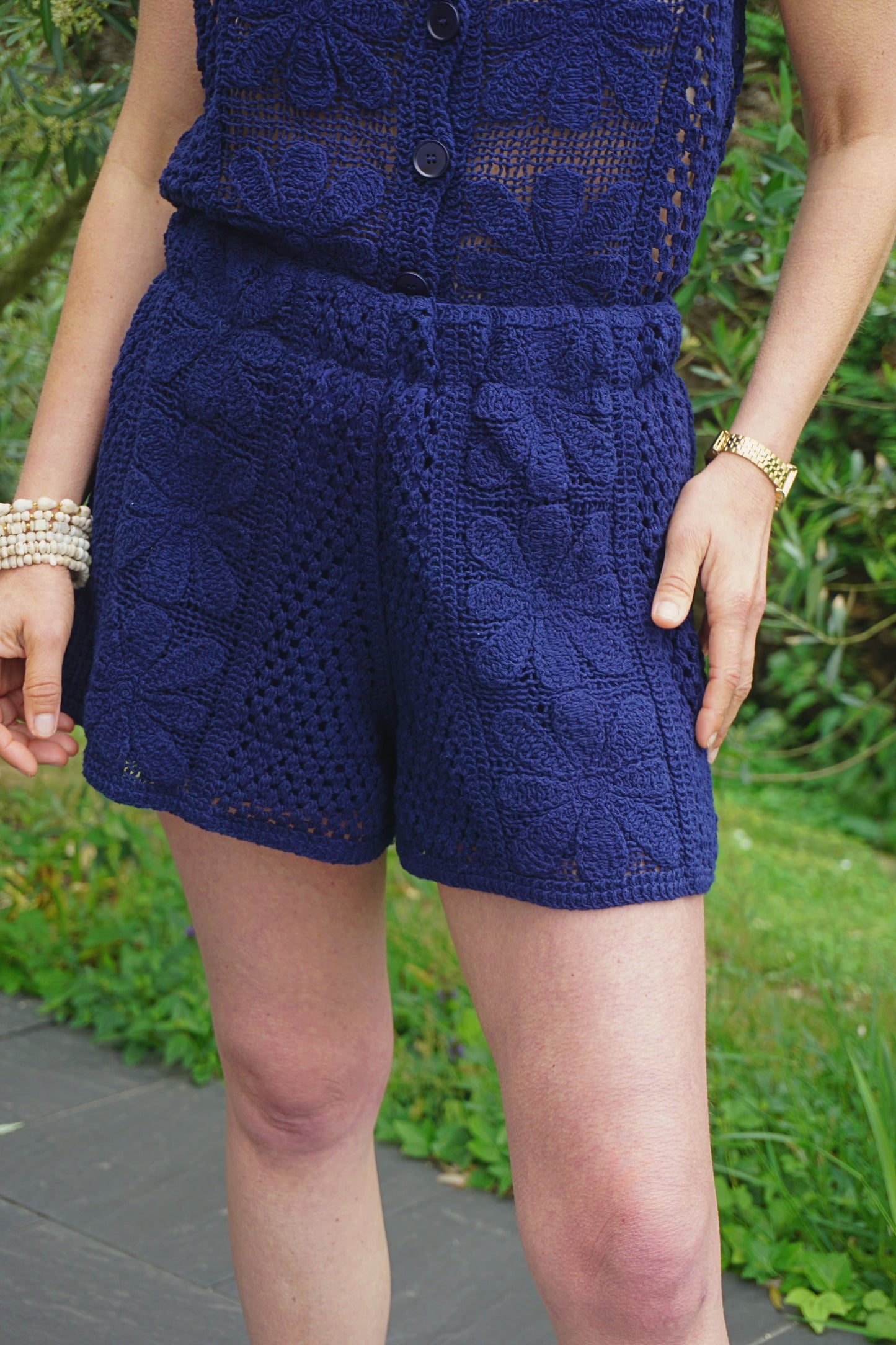 Short crochet bleu marine coton