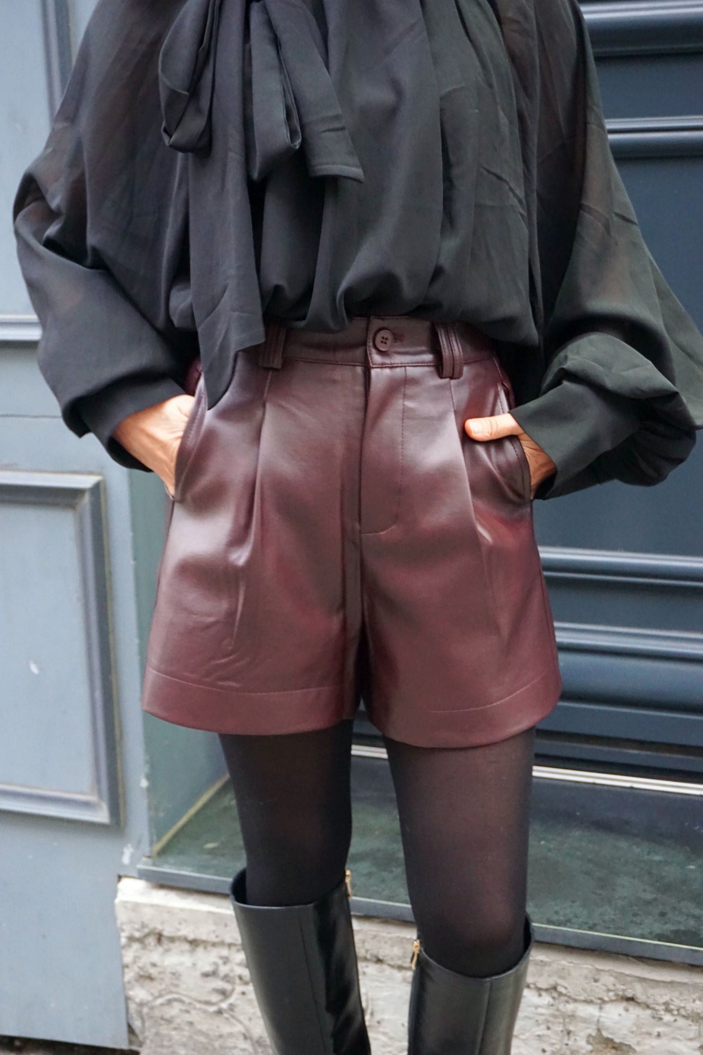 Short similicuir bordeaux