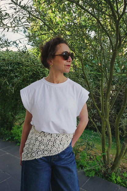 Tee-shirt blanc manches évasées