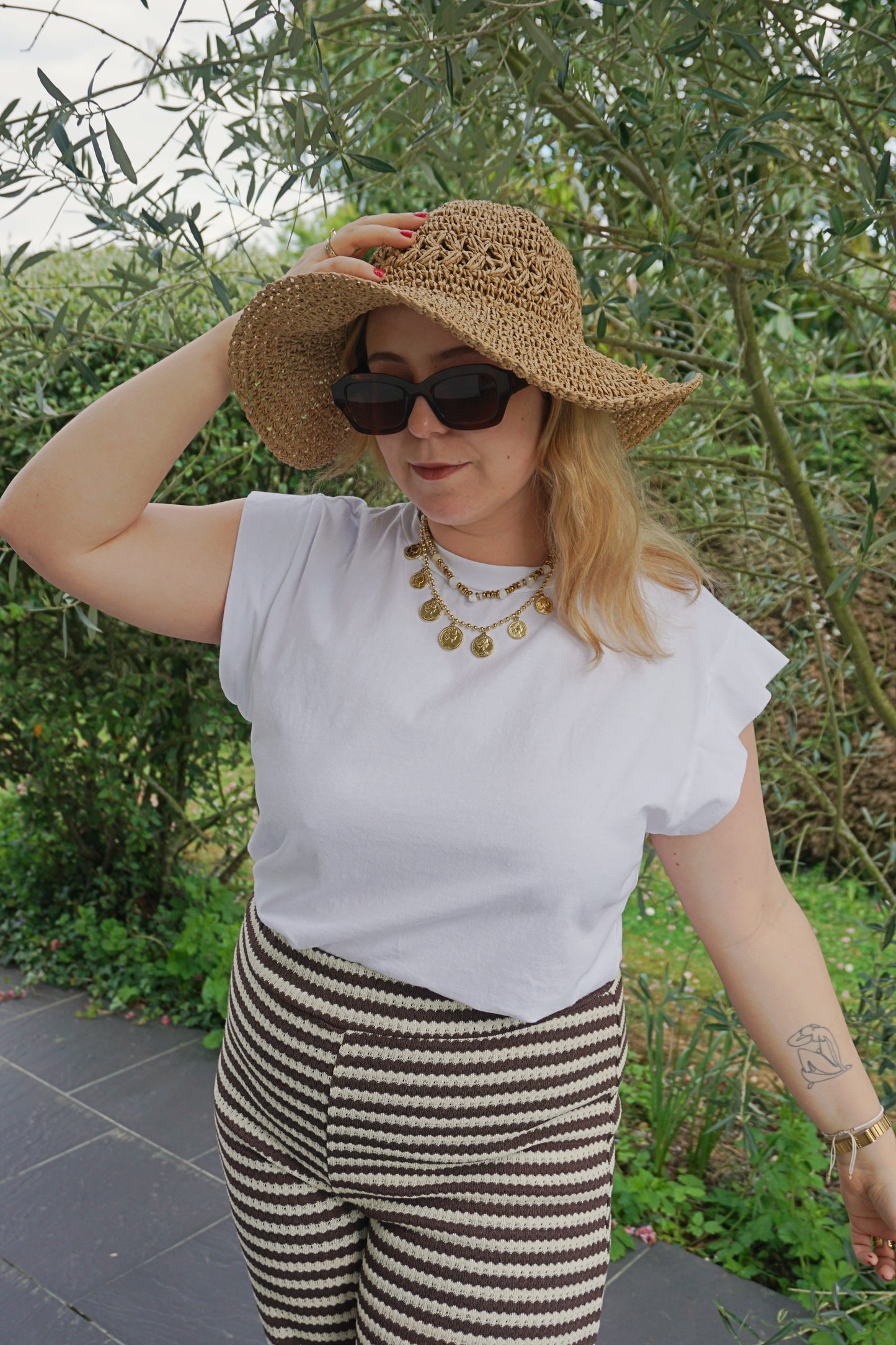 Tee-shirt blanc manches évasées