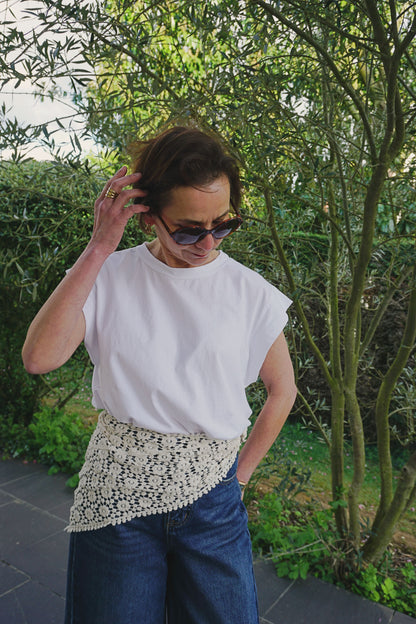 Tee-shirt blanc manches évasées