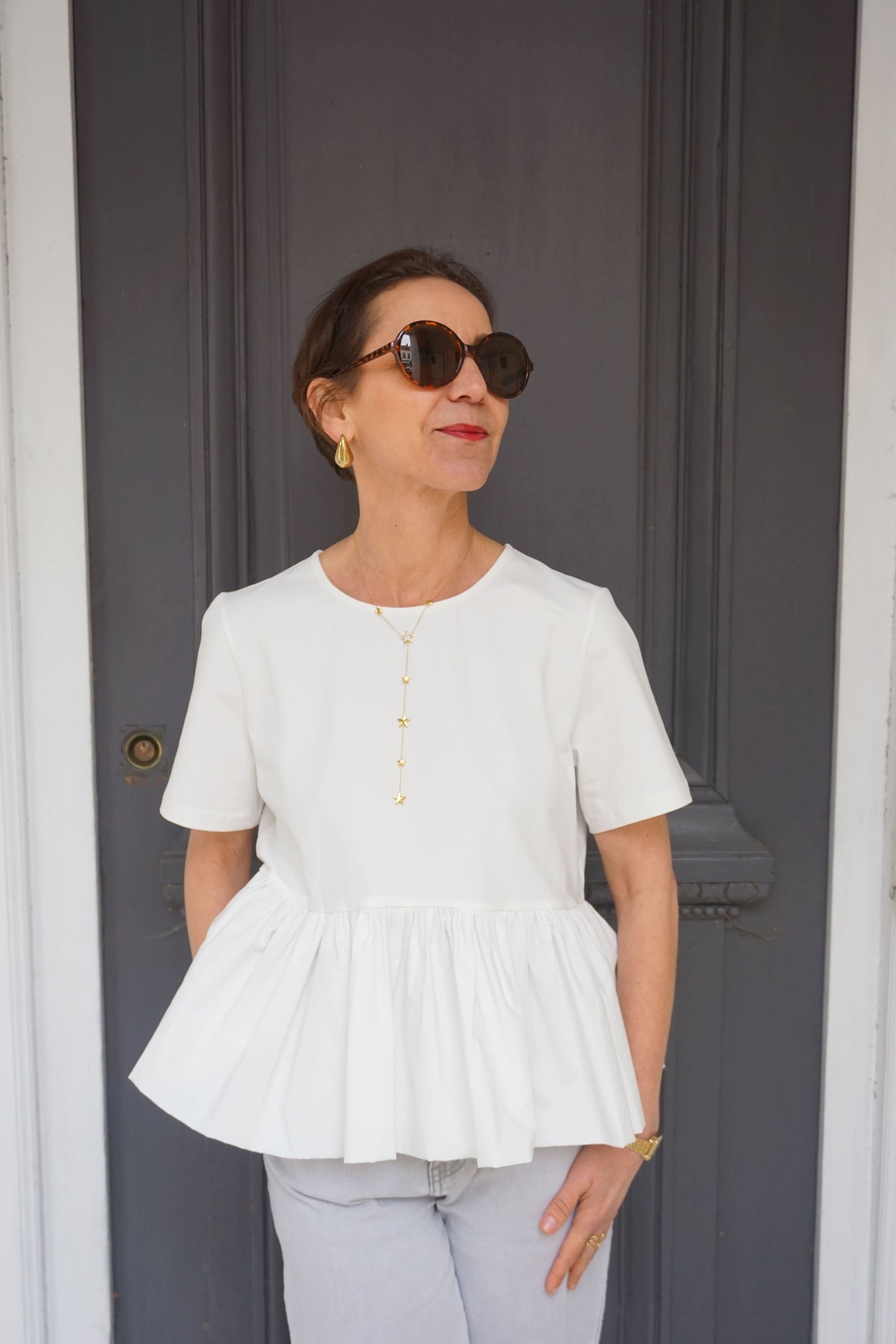 Tee-shirt blanc volant