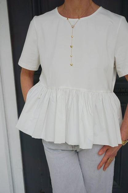 Tee-shirt blanc volant