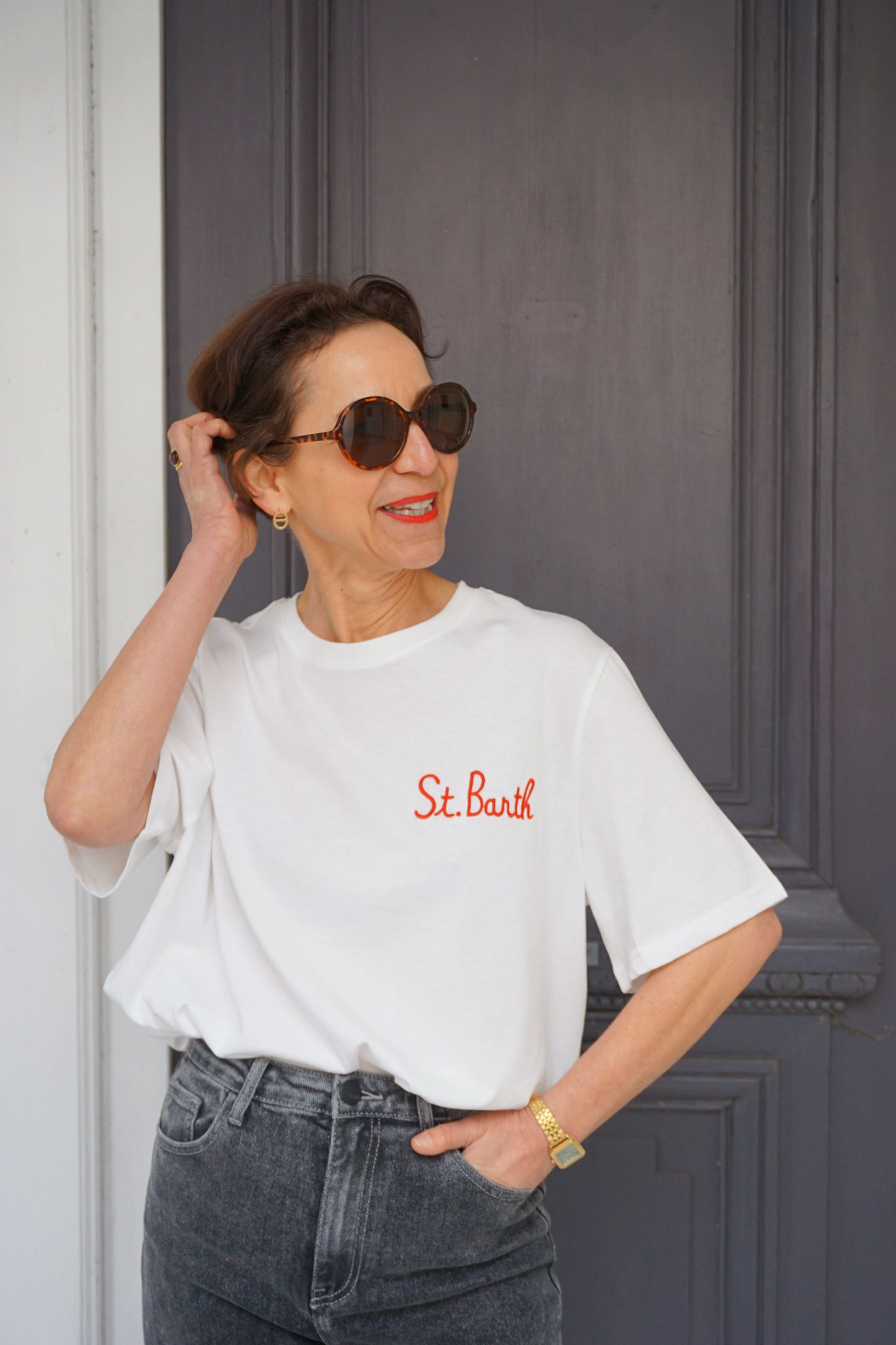 Tee-shirt coton blanc Saint Barth