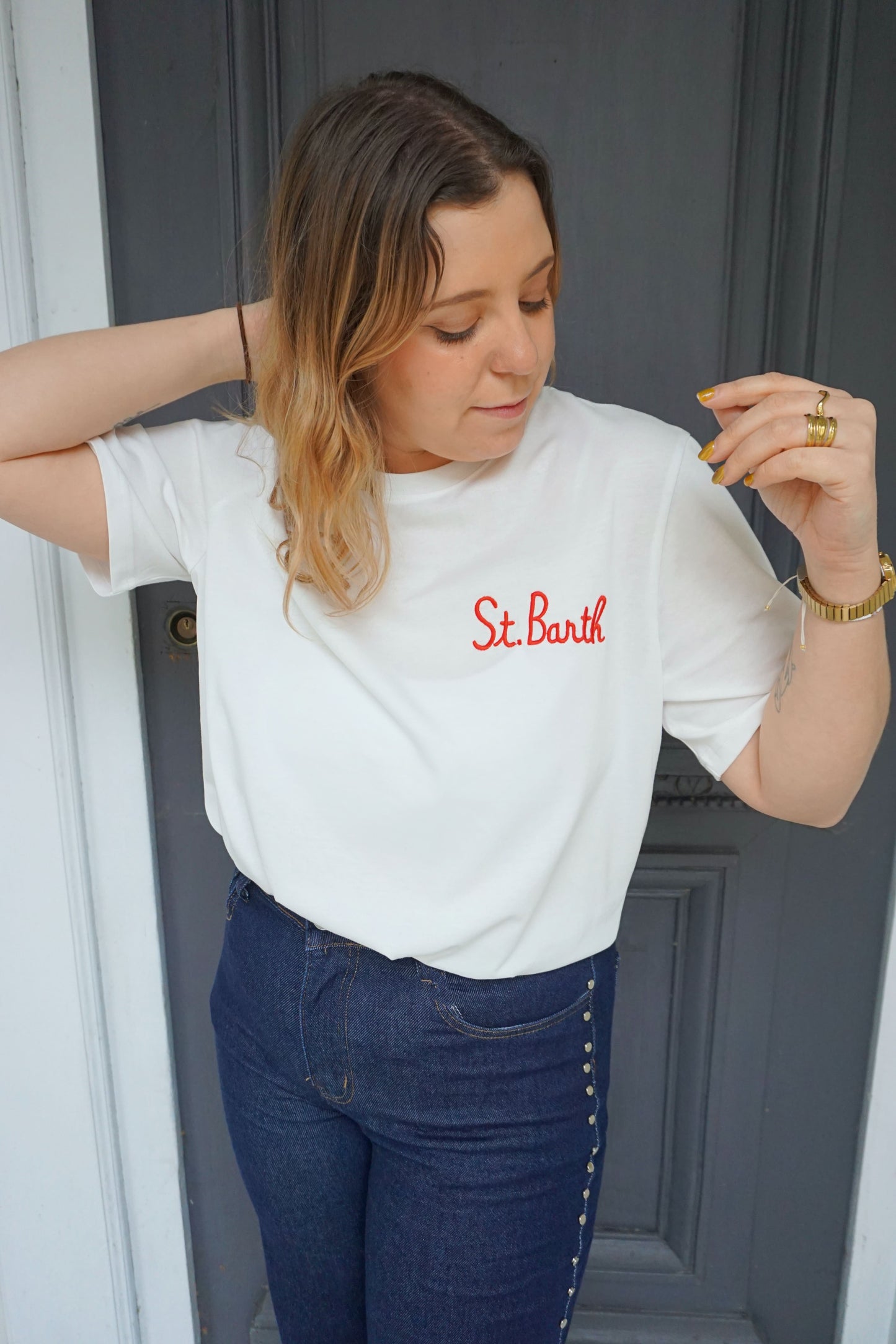 Tee-shirt coton blanc Saint Barth