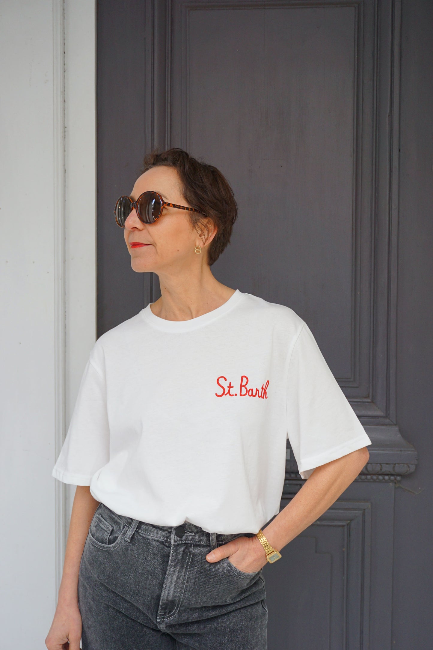 Tee-shirt coton blanc Saint Barth