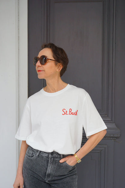 Tee-shirt coton blanc Saint Barth