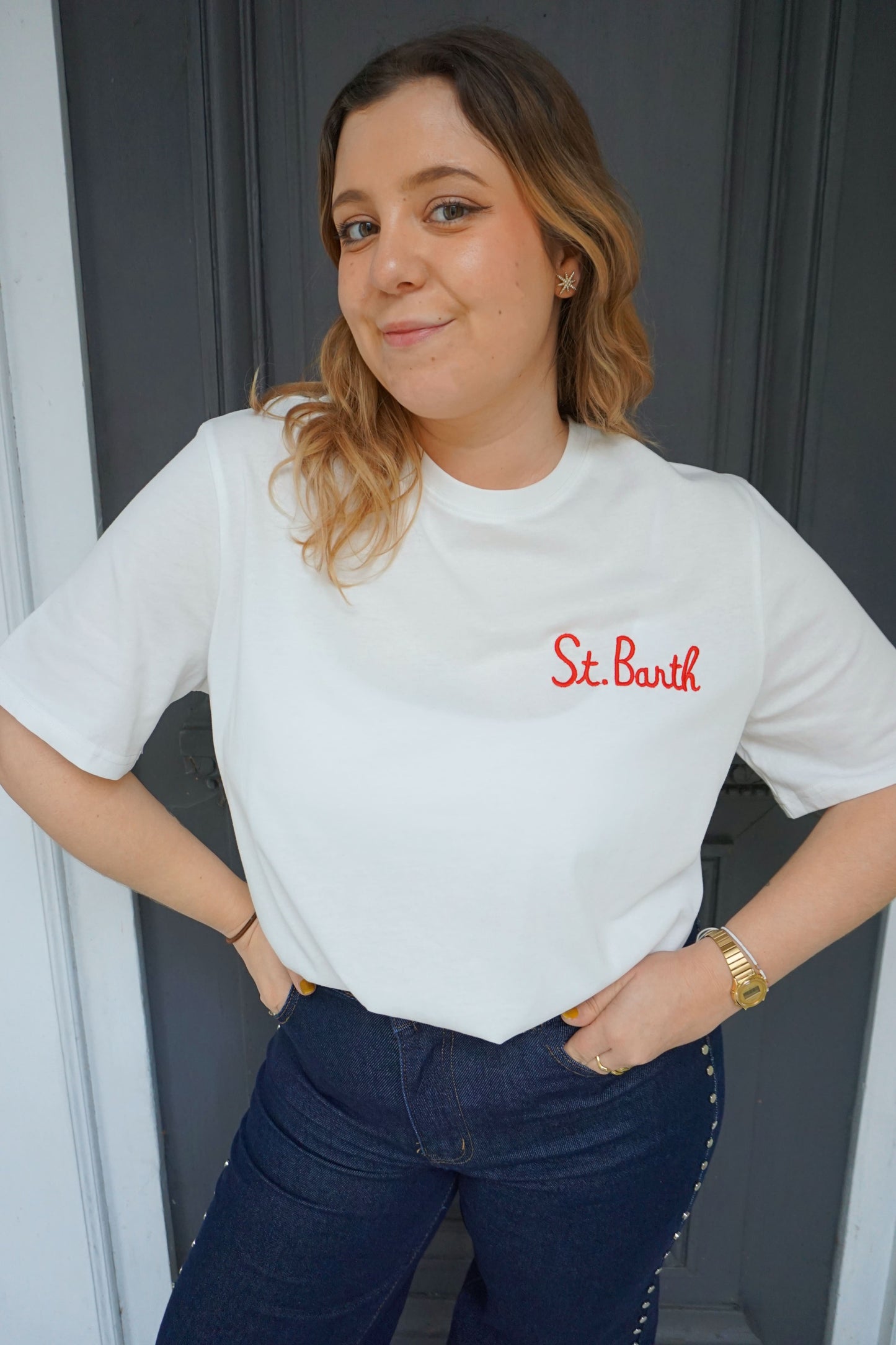 Tee-shirt coton blanc Saint Barth