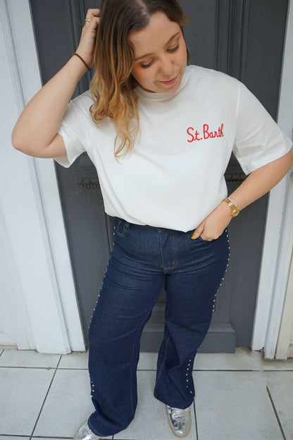 Tee-shirt coton blanc Saint Barth