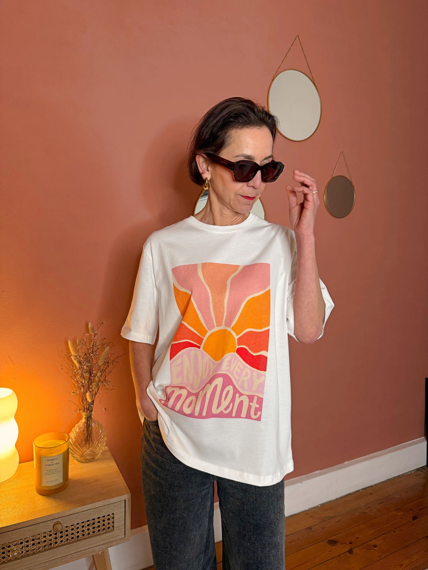 Tee-shirt coton imprimé soleil moment