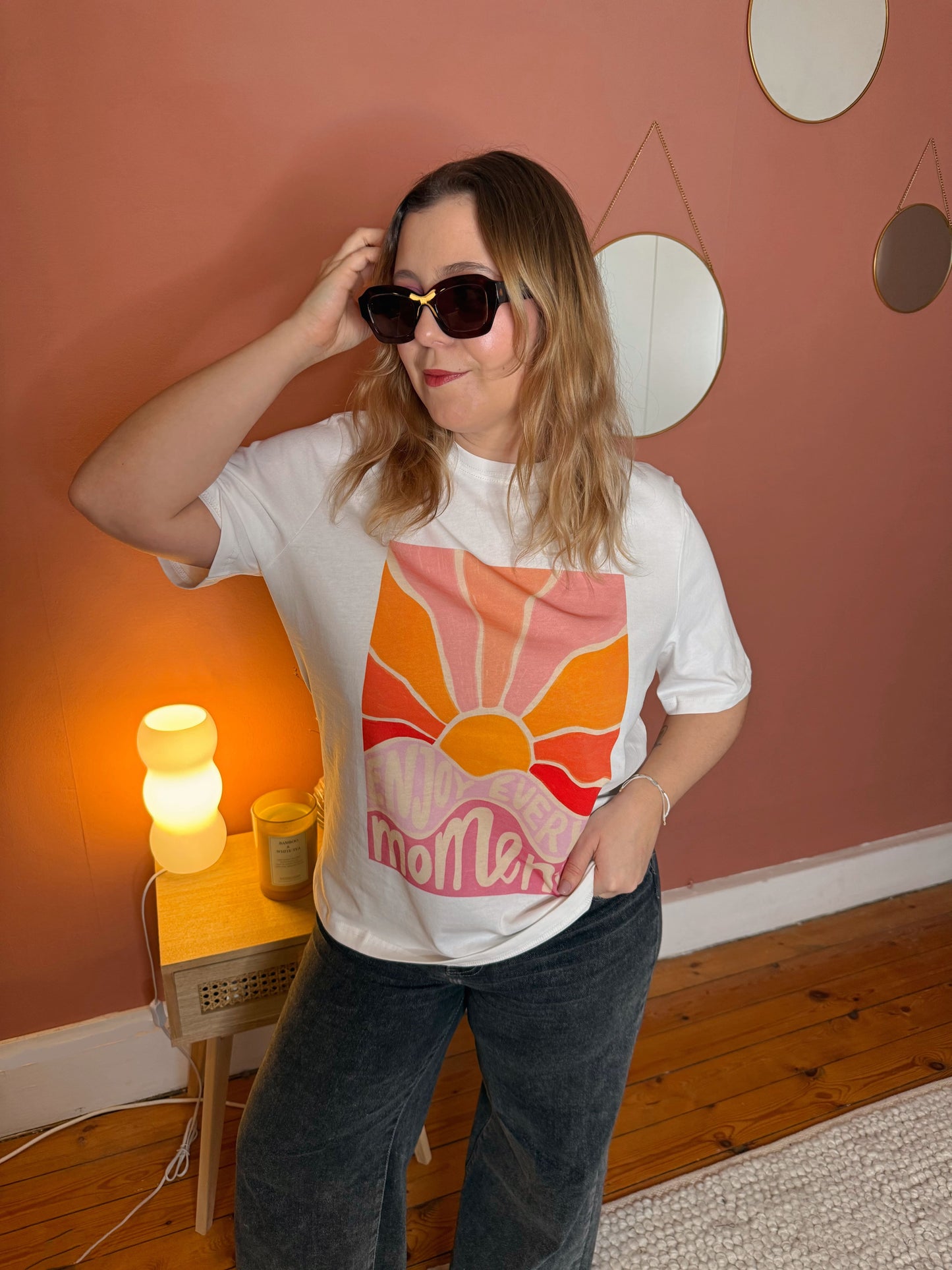 Tee-shirt coton imprimé soleil moment