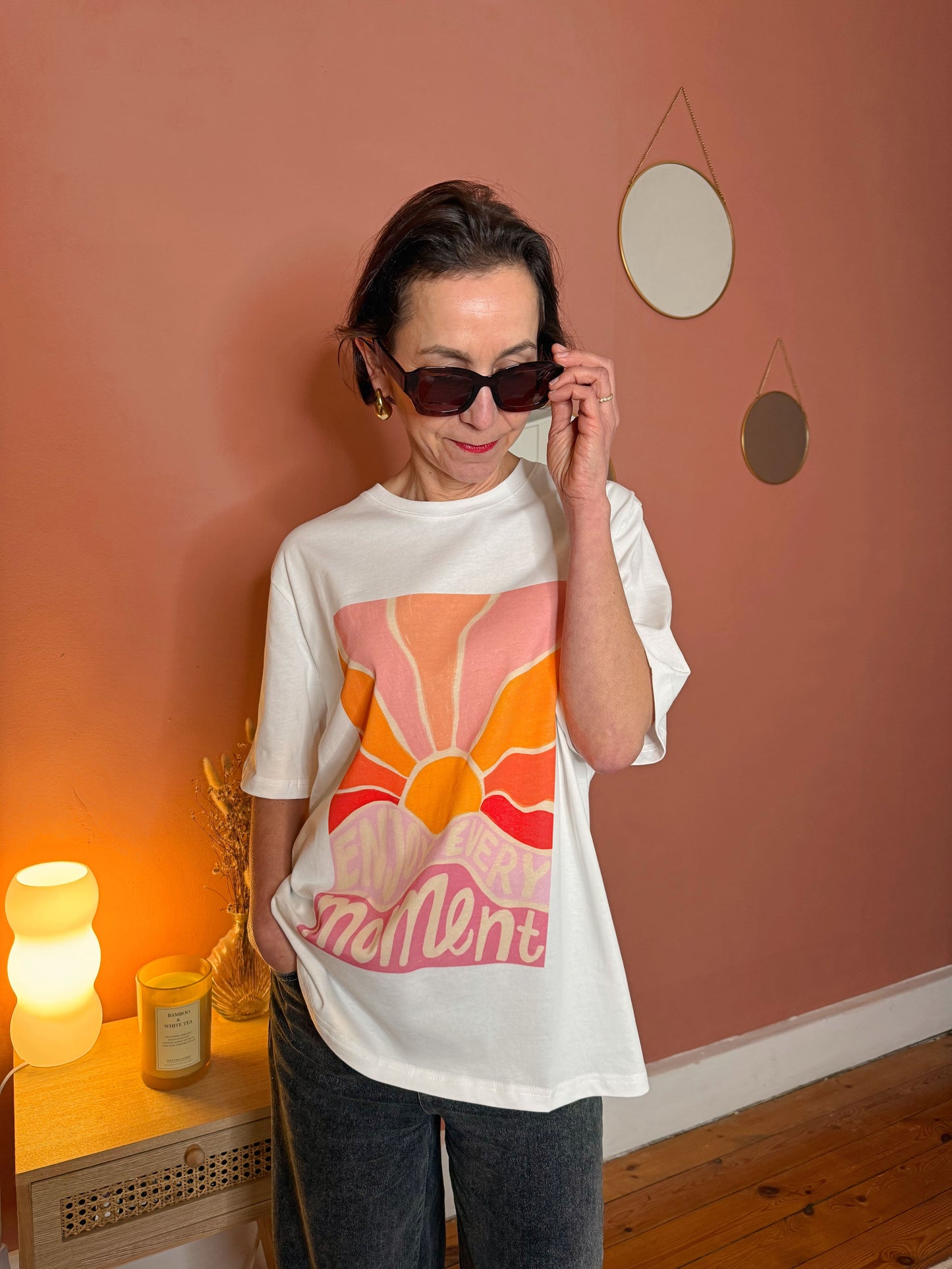 Tee-shirt coton imprimé soleil moment