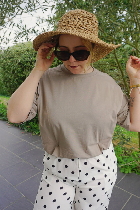 Tee-shirt coupe boule taupe