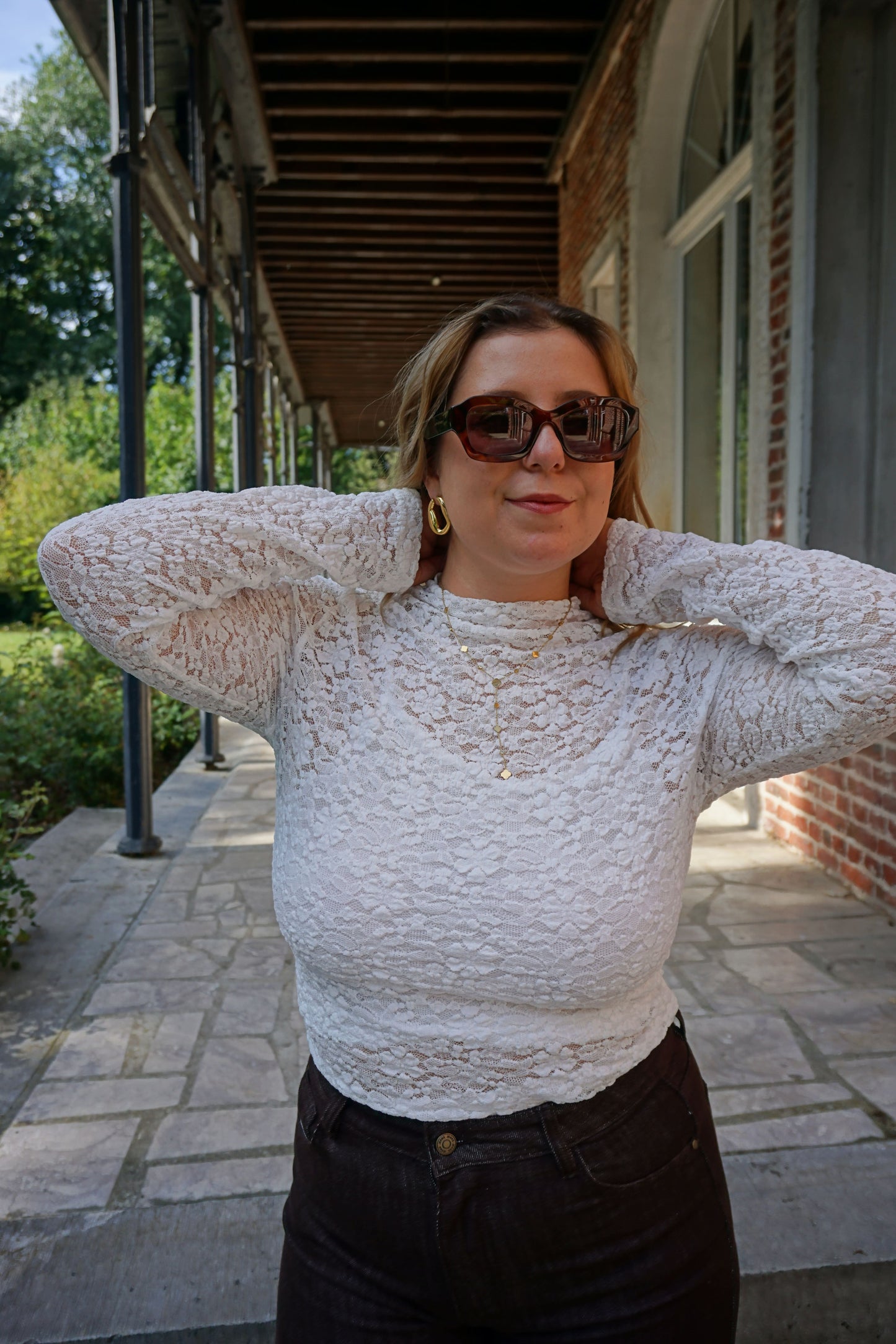 Top blanc dentelle avec doublure
