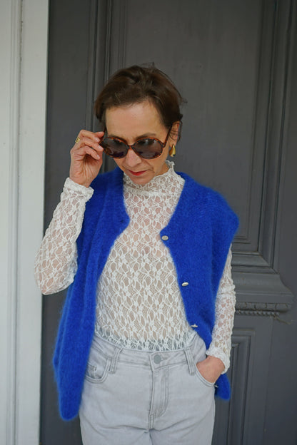 Top blanc dentelle