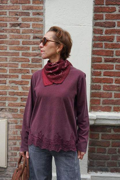 Top bordeaux coton avec dentelle