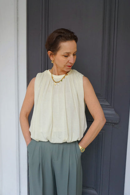 Top coupe boule jaune clair