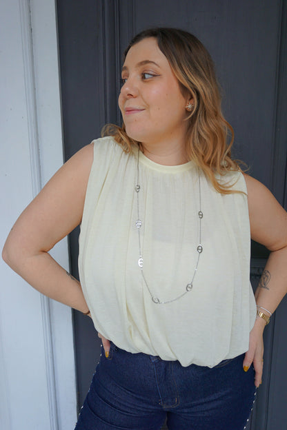 Top coupe boule jaune clair
