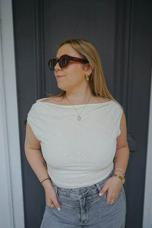 Top crème polka dot