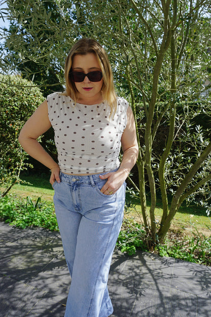 Top crème polka dot