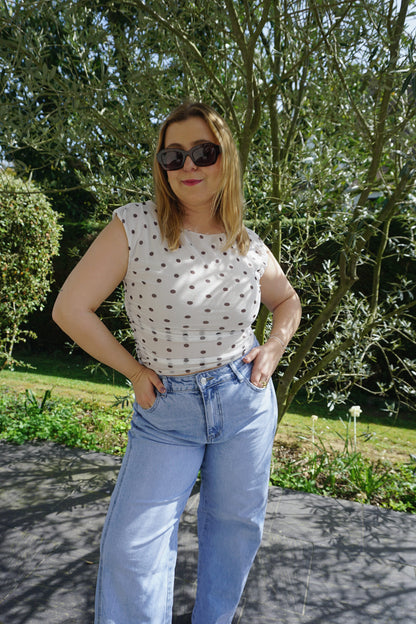 Top crème polka dot