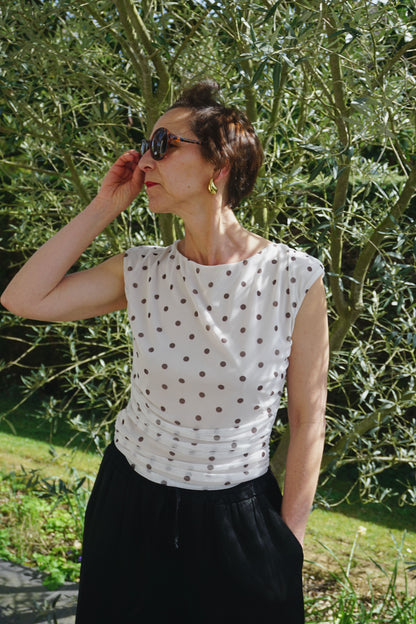 Top crème polka dot