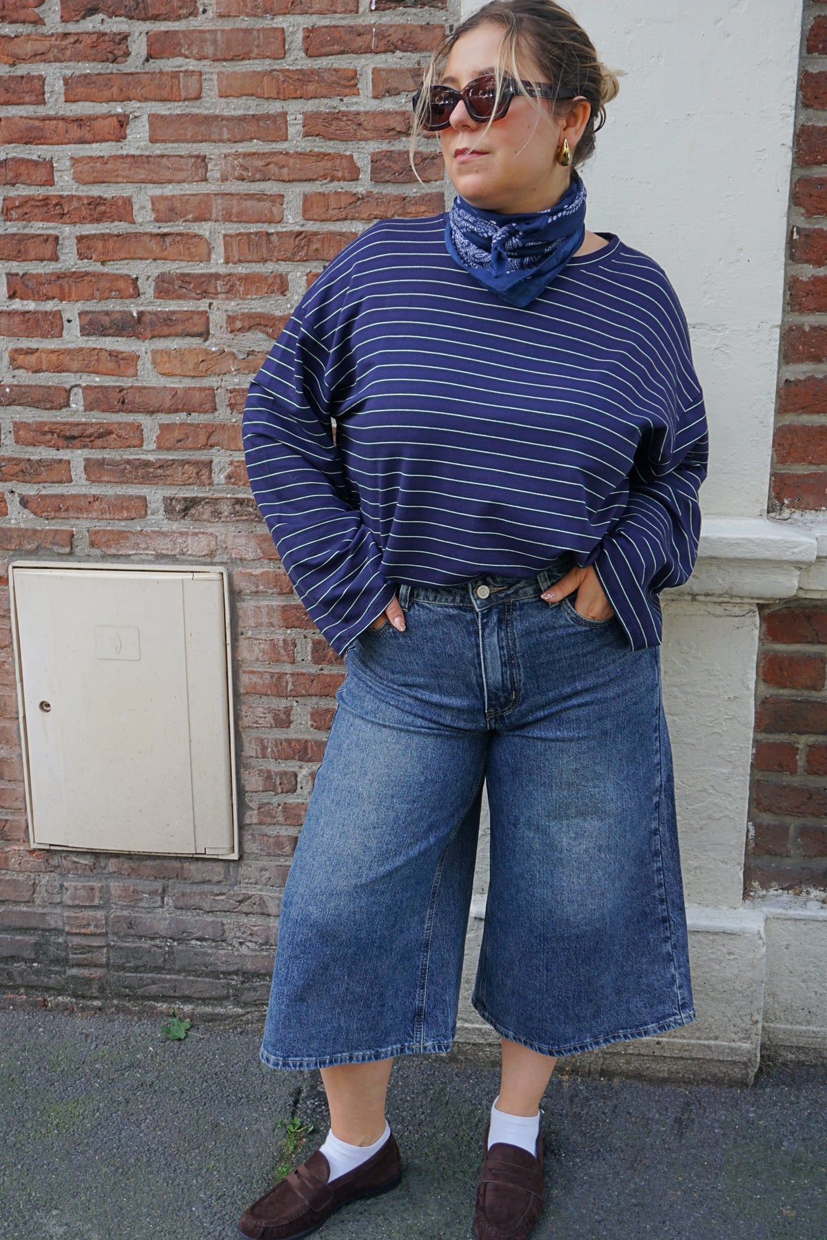 Top rayé bleu marine