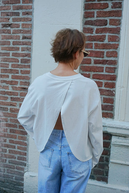Top tee-shirt blanc ouverture dos coton
