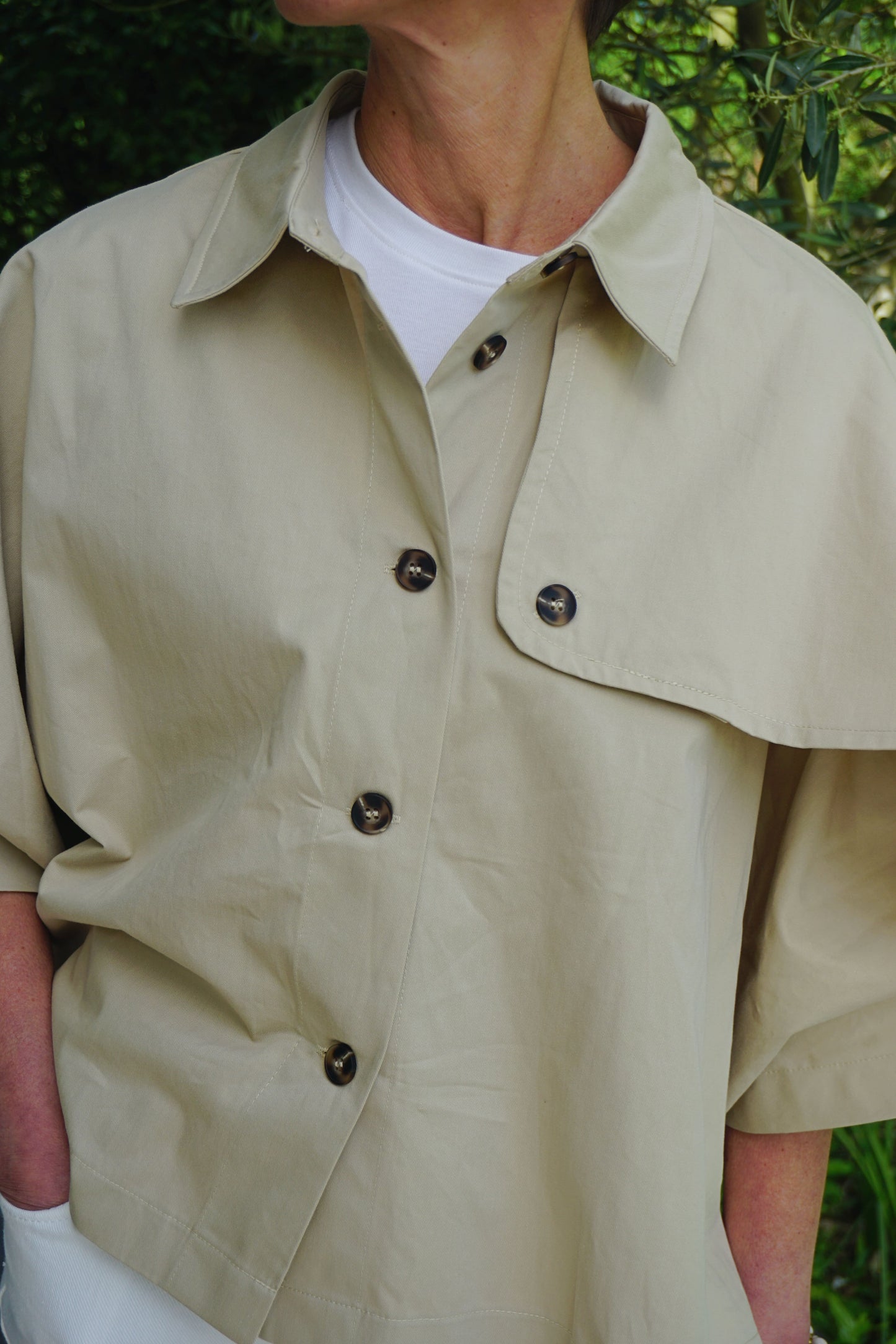 Trench cape oversize beige