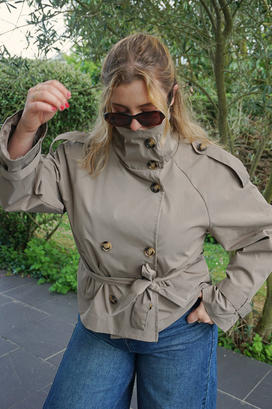 Trench col montant taupe