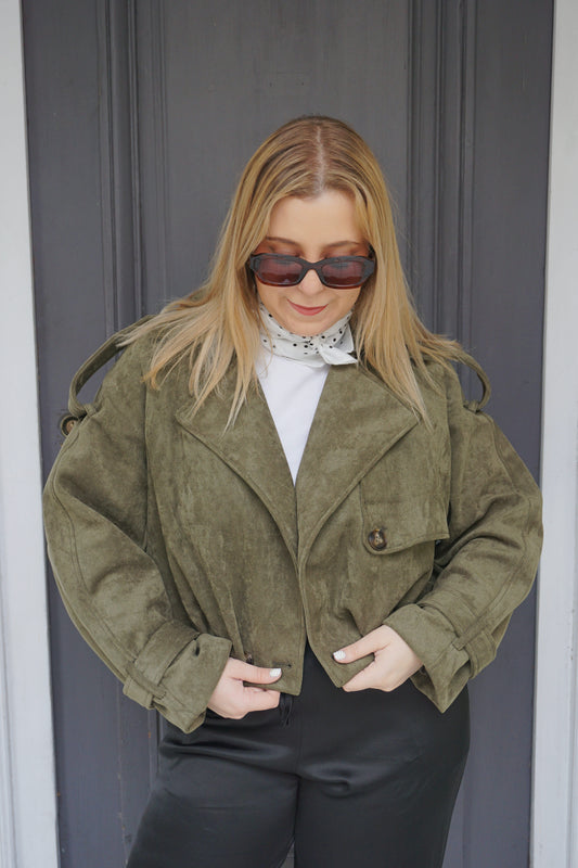 Trench court kaki suédine