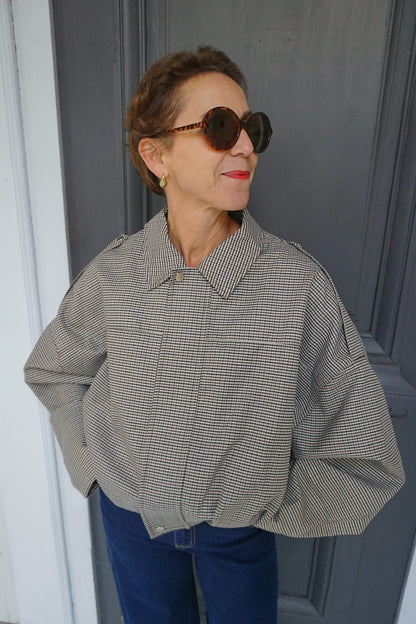Veste bomber à carreaux marrons