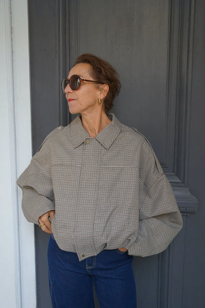 Veste bomber à carreaux marrons