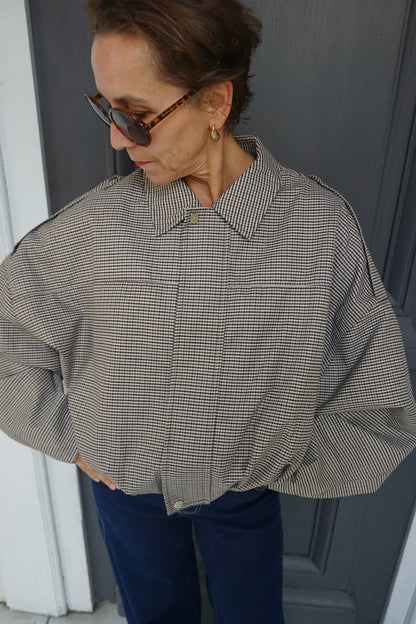 Veste bomber à carreaux marrons
