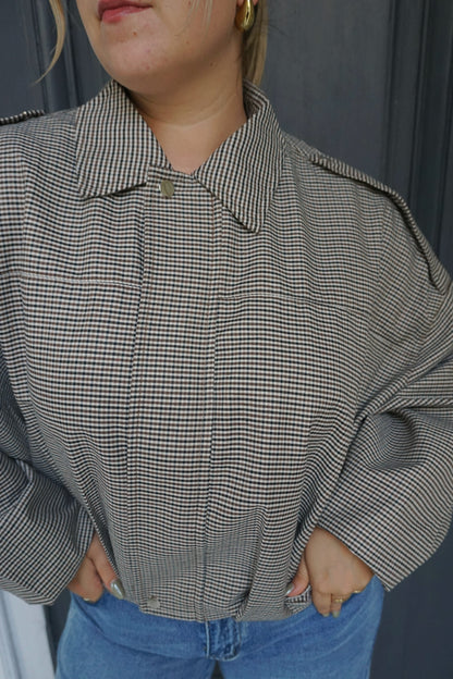 Veste bomber à carreaux marrons