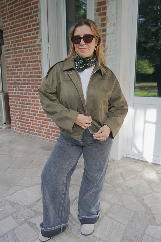 Veste bomber suédine kaki