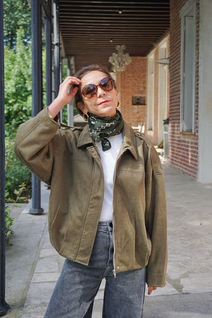 Veste bomber suédine kaki