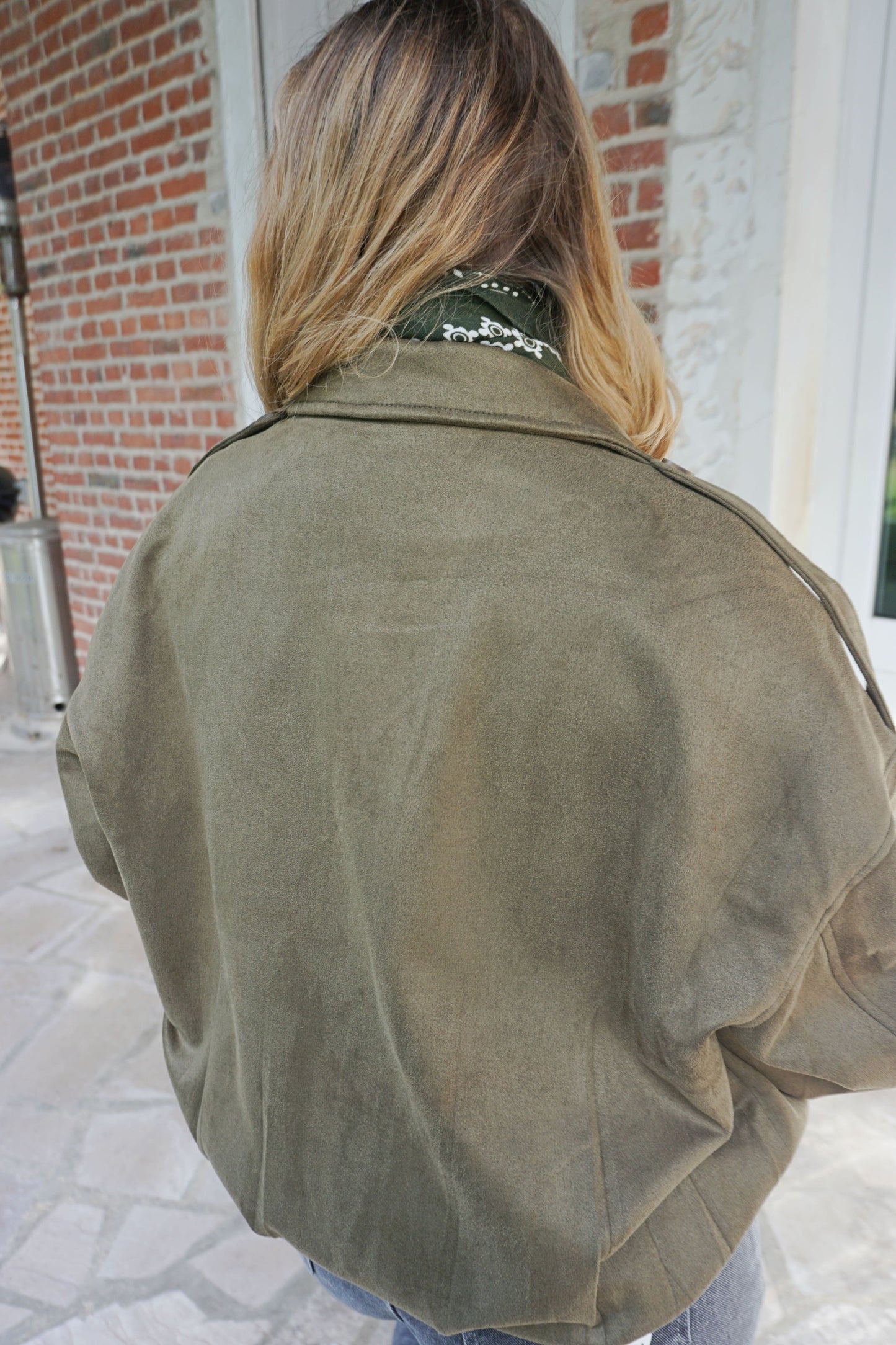 Veste bomber suédine kaki