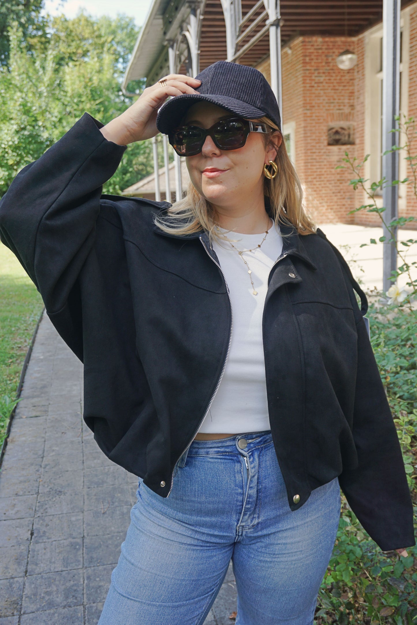 Veste bomber suédine noire
