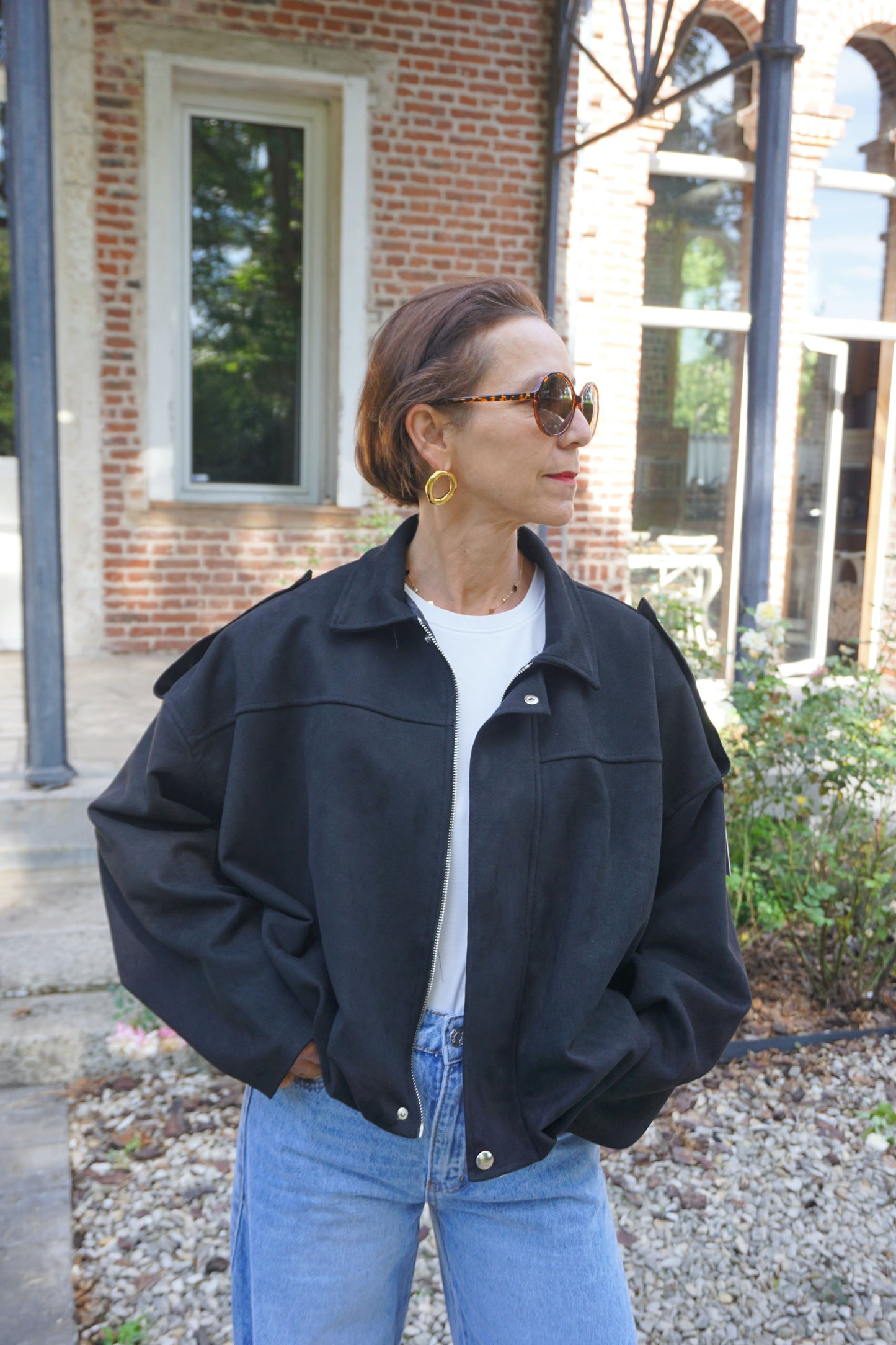 Veste bomber suédine noire