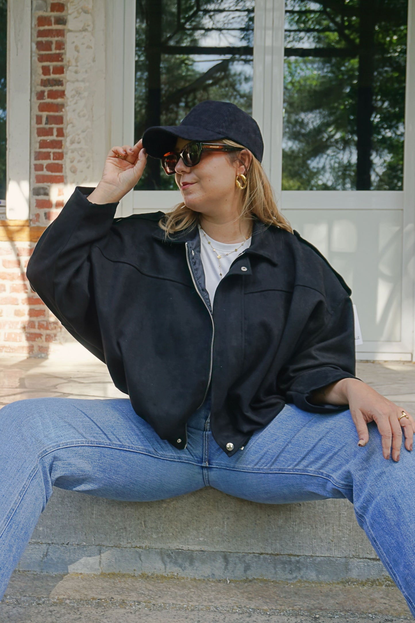 Veste bomber suédine noire