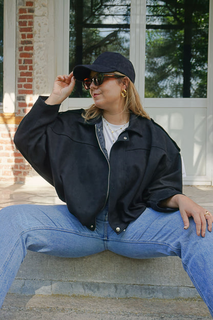 Veste bomber suédine noire