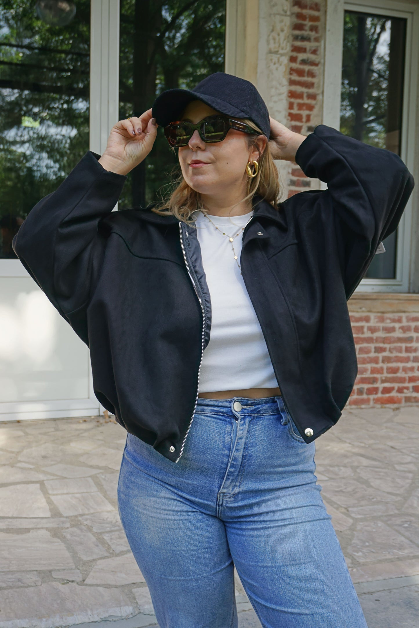 Veste bomber suédine noire