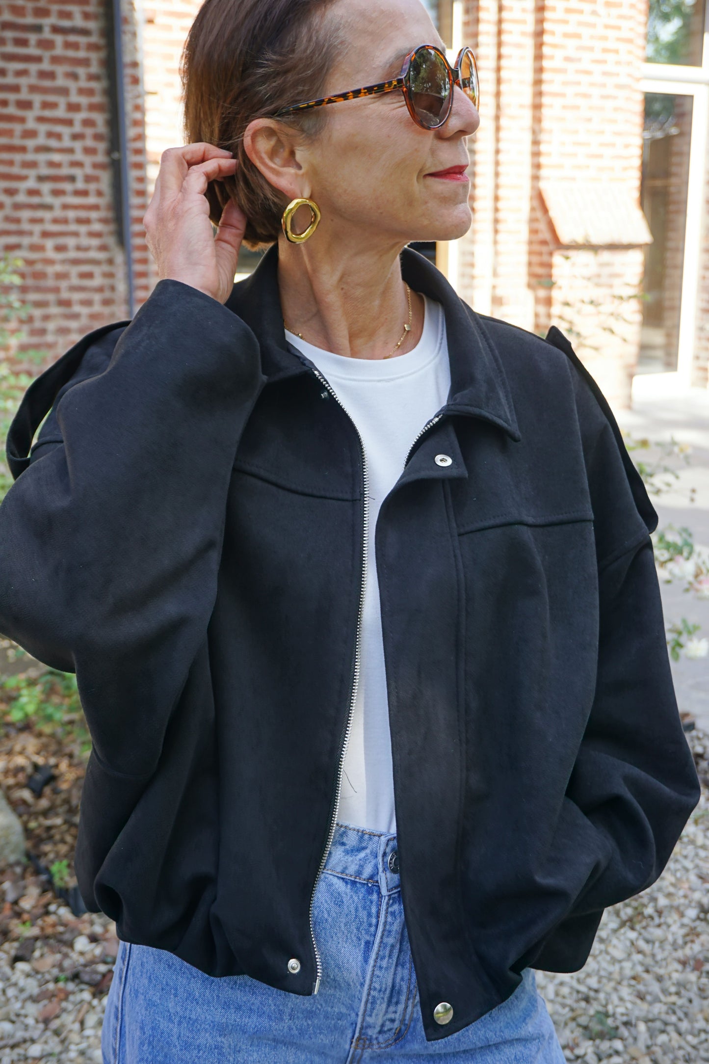 Veste bomber suédine noire