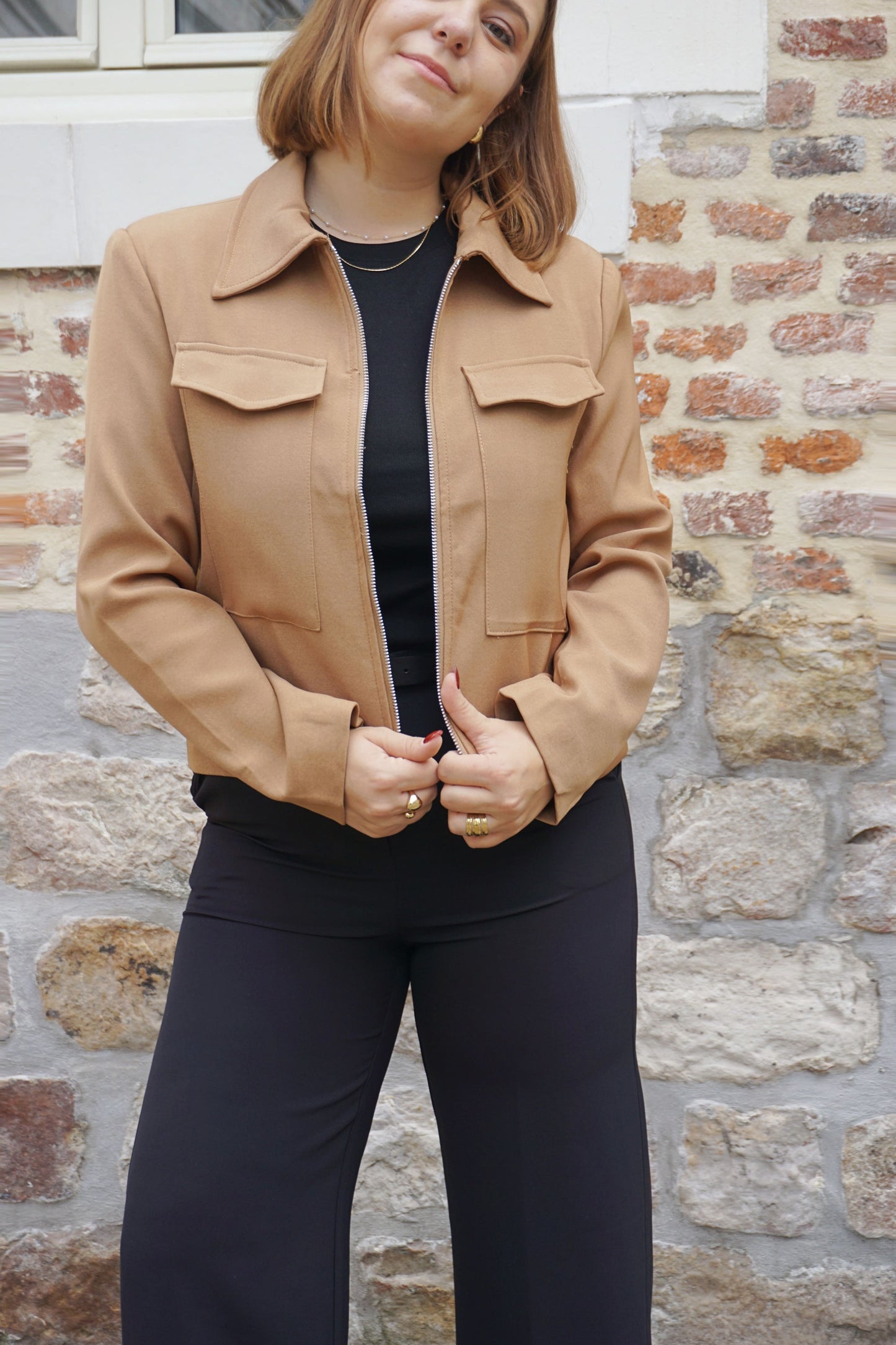 Veste camel poches