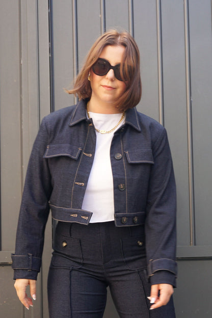 Veste crop effet jean