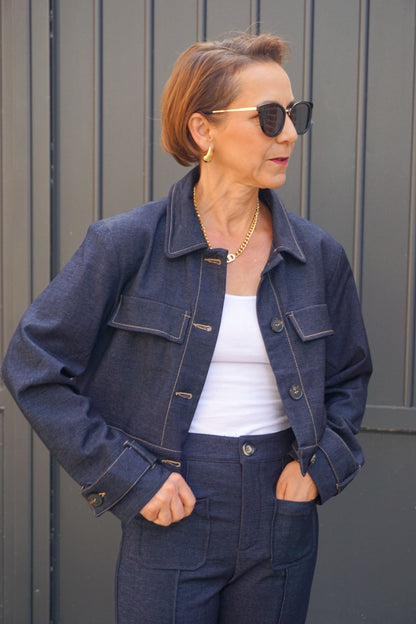 Veste crop effet jean