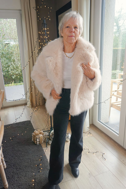 Veste fausse fourrure crème