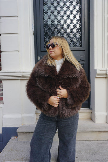 Veste fausse fourrure marron chocolat