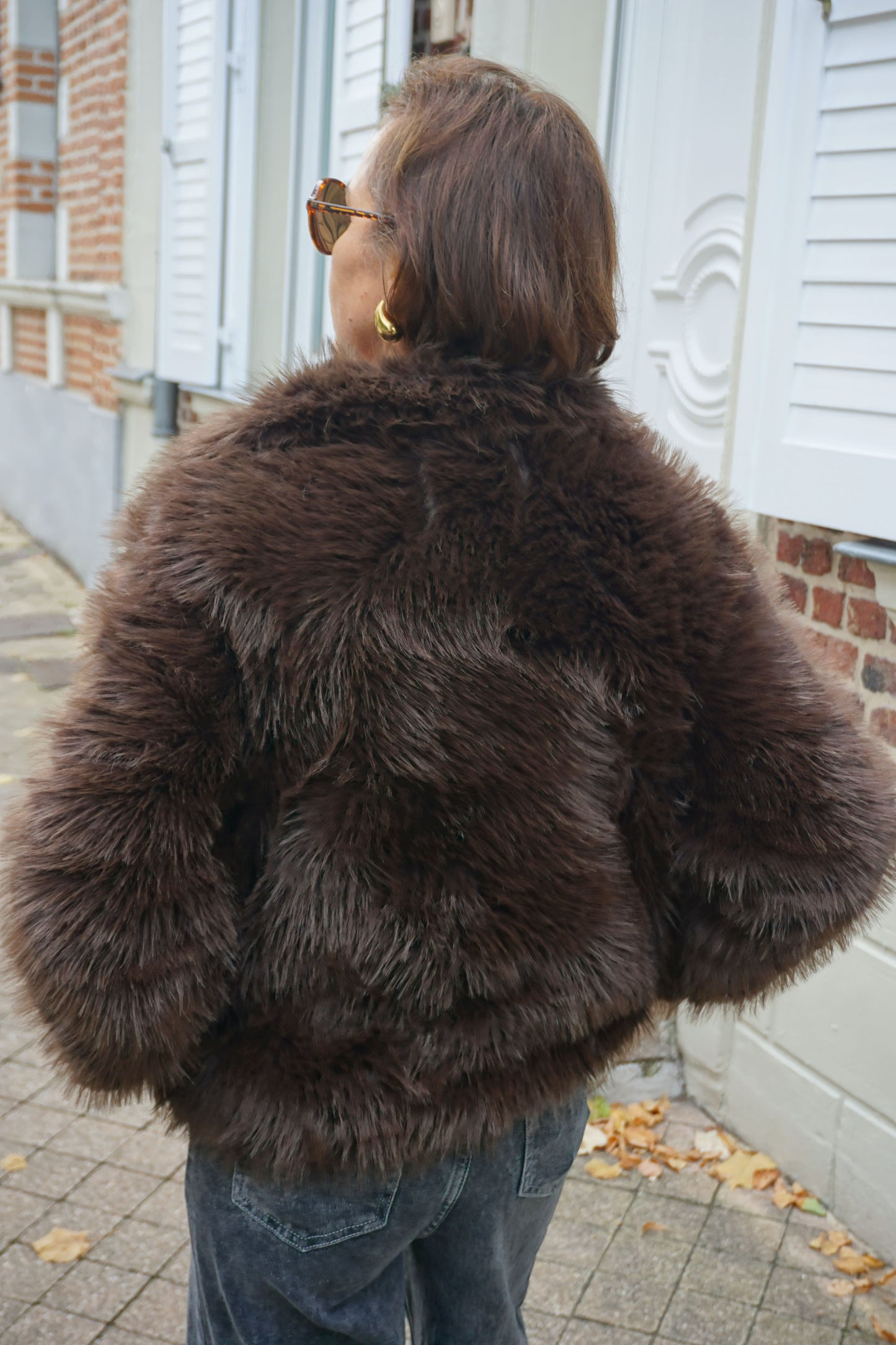 Veste fausse fourrure marron chocolat